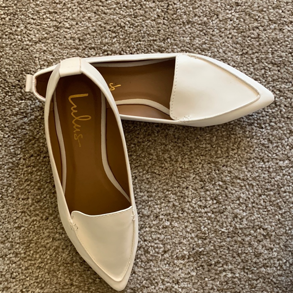 Lulus Emmy Ivory Pointed Loafers, White, 7